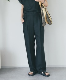 手洗い可能/リネンライクセミワイドパンツ