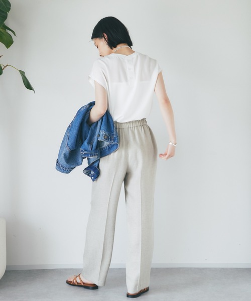 RIVE DROITE（リヴドロワ）の「手洗い可能/リネンライクセミワイドパンツ（その他パンツ・レディース・ブラック/ベージュ・36/38）」の13枚目の写真