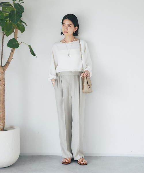 RIVE DROITE（リヴドロワ）の「手洗い可能/リネンライクセミワイドパンツ（その他パンツ・レディース・ブラック/ベージュ・36/38）」の4枚目の写真