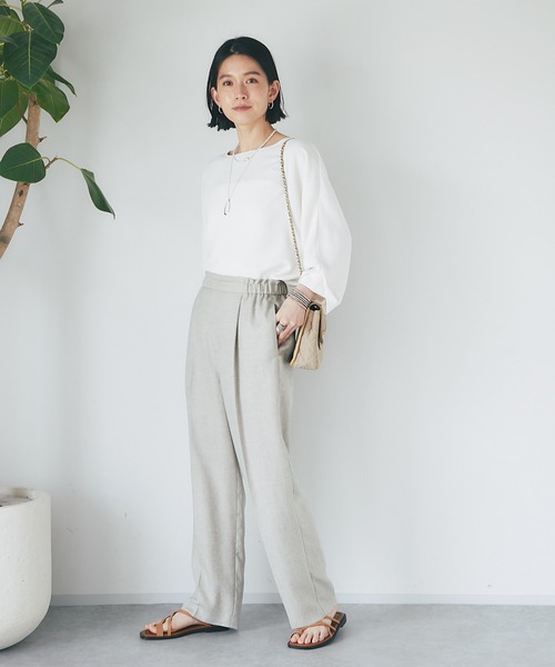 RIVE DROITE（リヴドロワ）の「手洗い可能/リネンライクセミワイドパンツ（その他パンツ・レディース・ブラック/ベージュ・36/38）」の7枚目の写真