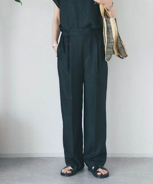 RIVE DROITE（リヴドロワ）の「手洗い可能/リネンライクセミワイドパンツ（その他パンツ・レディース・ブラック/ベージュ・36/38）」の12枚目の写真