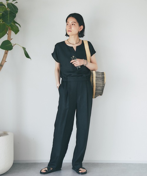 RIVE DROITE（リヴドロワ）の「手洗い可能/リネンライクセミワイドパンツ（その他パンツ・レディース・ブラック/ベージュ・36/38）」の10枚目の写真