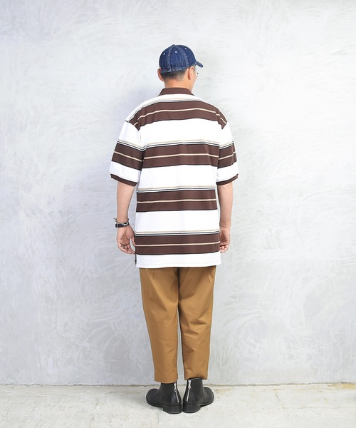 WAIPER.inc（ワイパーインク）の「Cal Top STRIPE BORDER POLO SHIRTS（ポロシャツ・メンズ・ブラック/ブラウン/チャコールグレー・M/XL/L/S）」の14枚目の写真