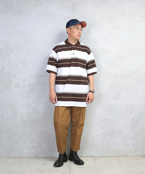 WAIPER.inc（ワイパーインク）の「Cal Top STRIPE BORDER POLO SHIRTS（ポロシャツ・メンズ・ブラック/ブラウン/チャコールグレー・M/XL/L/S）」の12枚目の写真