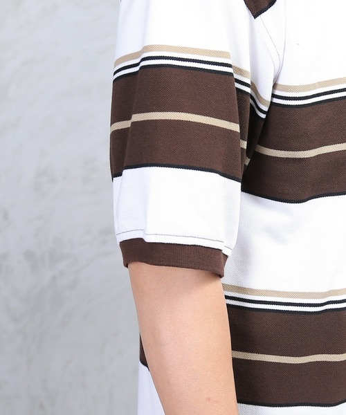 WAIPER.inc（ワイパーインク）の「Cal Top STRIPE BORDER POLO SHIRTS（ポロシャツ・メンズ・ブラック/ブラウン/チャコールグレー・M/XL/L/S）」の16枚目の写真
