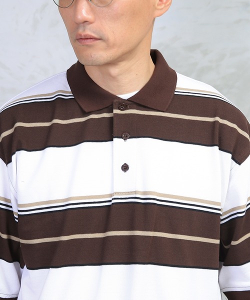 WAIPER.inc（ワイパーインク）の「Cal Top STRIPE BORDER POLO SHIRTS（ポロシャツ・メンズ・ブラック/ブラウン/チャコールグレー・M/XL/L/S）」の17枚目の写真