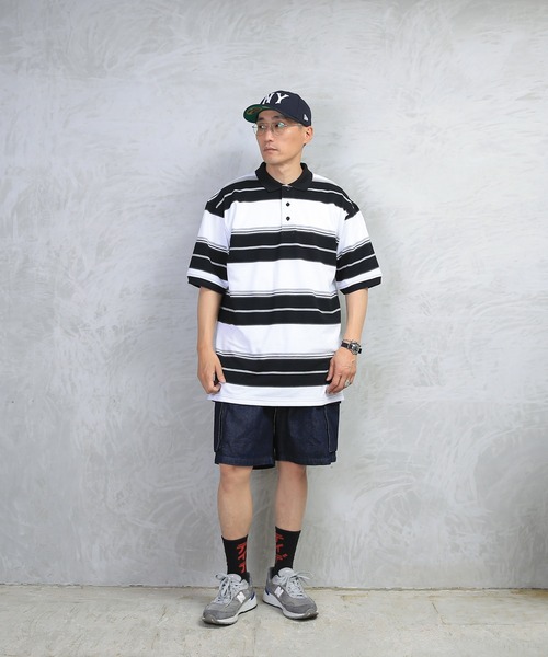DECEMBERMAY ポロシャツ XL ホワイト/ブラック de7906bkwht.jpg