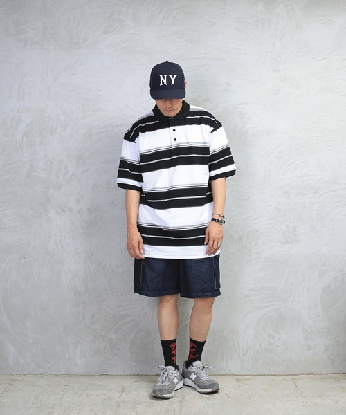WAIPER.inc（ワイパーインク）の「Cal Top STRIPE BORDER POLO SHIRTS（ポロシャツ・メンズ・ブラック/ブラウン/チャコールグレー・M/XL/L/S）」の8枚目の写真