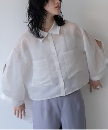 ストライプシアー半袖シャツ