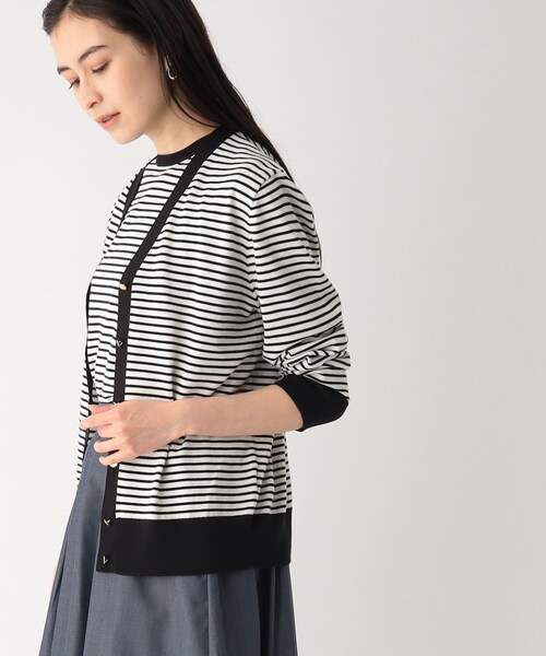 OPAQUE.CLIP（オペークドットクリップ）の「◆オーガニックコットン Vネックニットカーディガン【洗える/UVケア】（カーディガン/ボレロ・レディース・ライトブルー/ブラック/ホワイト系5/ピンク系・40/38）」の20枚目の写真