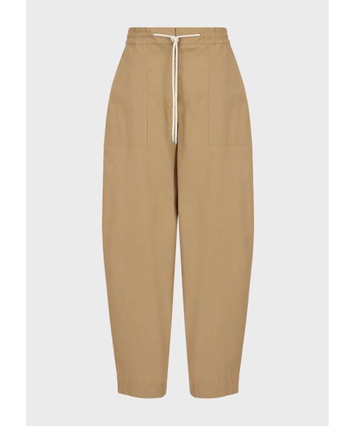 EMPORIO ARMANI（エンポリオアルマーニ）の「【エンポリオ アルマーニ】サステナブルコレクション 九分丈ドローストリングパンツ オーガニックリップストップ素材（その他パンツ・レディース・ホワイト/ライトブラウン・38/40）」の2枚目の写真