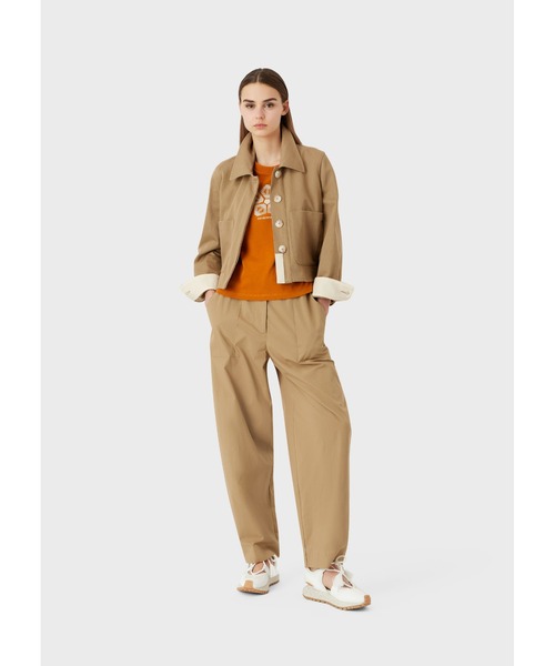 EMPORIO ARMANI（エンポリオアルマーニ）の「【エンポリオ アルマーニ】サステナブルコレクション 九分丈ドローストリングパンツ オーガニックリップストップ素材（その他パンツ・レディース・ホワイト/ライトブラウン・38/40）」の3枚目の写真