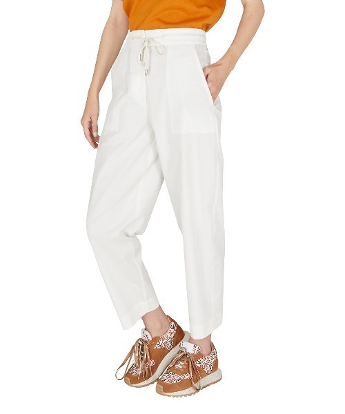 EMPORIO ARMANI（エンポリオアルマーニ）の「【エンポリオ アルマーニ】サステナブルコレクション 九分丈ドローストリングパンツ オーガニックリップストップ素材（その他パンツ・レディース・ホワイト/ライトブラウン・38/40）」の7枚目の写真