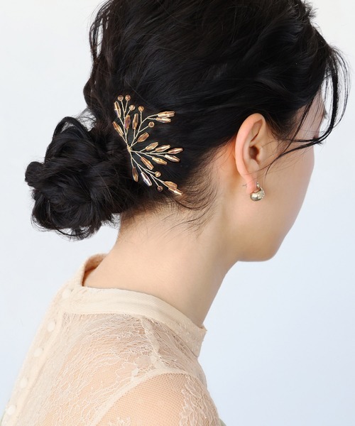 girl(ガール)の「ビーズリーフモチーフヘアピン 結婚式 パーティー お呼ばれ オケージョン(ヘアピン・レディース・ゴールド/シルバー・FREE)」の7枚目の写真