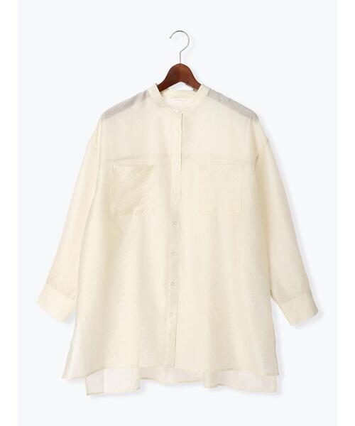 Te chichi（テチチ）の「シアーバンドカラーチュニックシャツ（シャツ/ブラウス・レディース・オフホワイト/ブルー/ブラウン・F）」の11枚目の写真