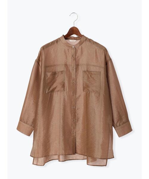 Te chichi（テチチ）の「シアーバンドカラーチュニックシャツ（シャツ/ブラウス・レディース・オフホワイト/ブルー/ブラウン・F）」の12枚目の写真