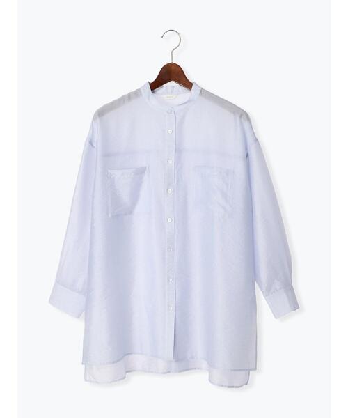 Te chichi（テチチ）の「シアーバンドカラーチュニックシャツ（シャツ/ブラウス・レディース・オフホワイト/ブルー/ブラウン・F）」の13枚目の写真