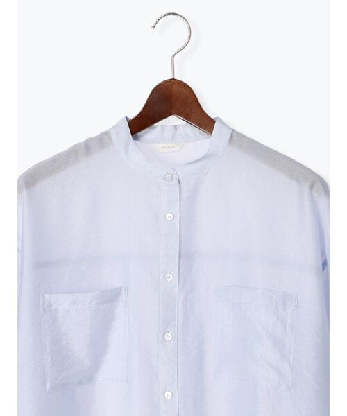 Te chichi（テチチ）の「シアーバンドカラーチュニックシャツ（シャツ/ブラウス・レディース・オフホワイト/ブルー/ブラウン・F）」の15枚目の写真