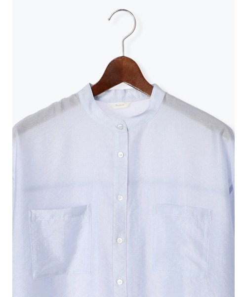 Te chichi（テチチ）の「シアーバンドカラーチュニックシャツ（シャツ/ブラウス・レディース・オフホワイト/ブルー/ブラウン・F）」の6枚目の写真