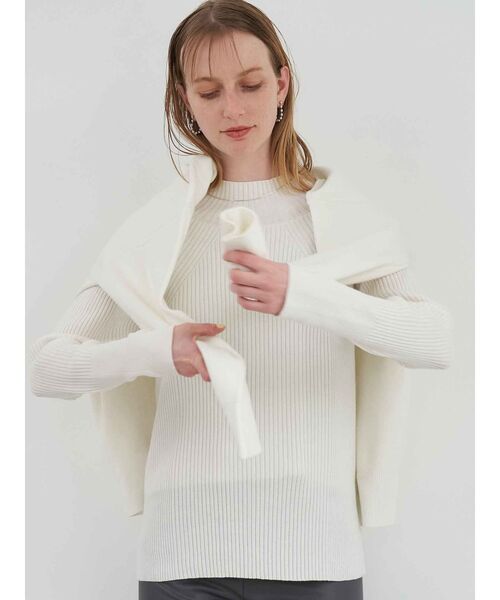 ELENDEEK（エレンディーク）の「ハイネックワイドリブニット（ニット/セーター・レディース・ライム/ブラック/オフホワイト/ブルー・FREE）」の5枚目の写真