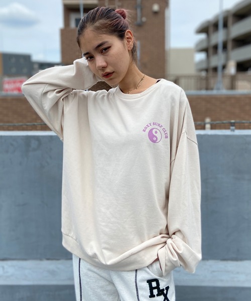 ROXY(ロキシー)の「ROXY/ロキシー トレーナー スウェット ワイドシルエット ミニ裏起毛 RLT234028(スウェット・レディース・ブラック×ピンク/ピンク系その他/ホワイト×ブルー・M/L)」の18枚目の写真