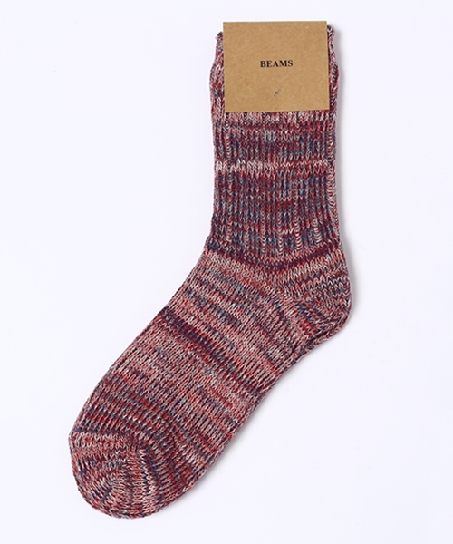 BEAMS(ビームス)の「BEAMS / ミックス柄 3/4 ソックス(ソックス/靴下・メンズ・グレー/ブラック/レッド/イエロー/サックスブルー/ネイビー・ONE SIZE)」の6枚目の写真