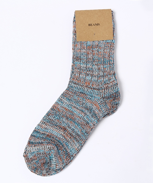 BEAMS(ビームス)の「BEAMS / ミックス柄 3/4 ソックス(ソックス/靴下・メンズ・グレー/ブラック/レッド/イエロー/サックスブルー/ネイビー・ONE SIZE)」の4枚目の写真