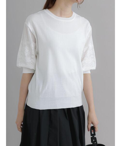 Te chichi（テチチ）の「エンブロイダリースリーブニット（ニット/セーター・レディース・グリーン/オフホワイト/ブラック・F）」の17枚目の写真