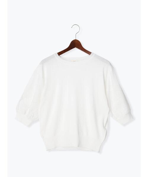 Te chichi（テチチ）の「エンブロイダリースリーブニット（ニット/セーター・レディース・グリーン/オフホワイト/ブラック・F）」の11枚目の写真