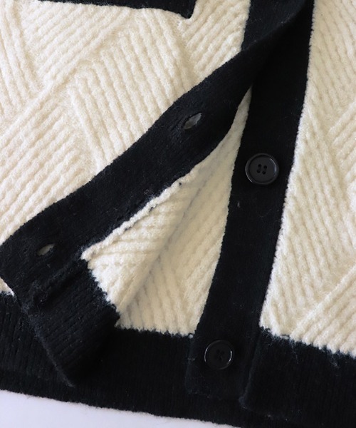 ダイヤ柄配色カーディガン（カーディガン/ボレロ）｜Pierrot（ピエロ