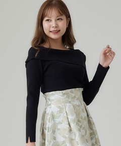 シルクブレンドアシメデコルテドレープリブニット シルクブレンドアシメデコルテドレープリブニット（ニット/セーター