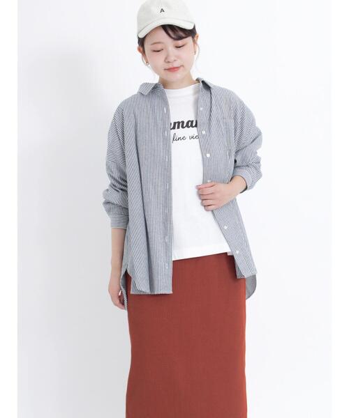 Samansa Mos2(サマンサ モスモス)の「ビッグシルエットシャツ(シャツ/ブラウス・レディース・グリーン/ネイビー/ブラック/ピンク・F)」の3枚目の写真