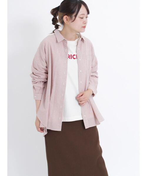 Samansa Mos2(サマンサ モスモス)の「ビッグシルエットシャツ(シャツ/ブラウス・レディース・グリーン/ネイビー/ブラック/ピンク・F)」の5枚目の写真