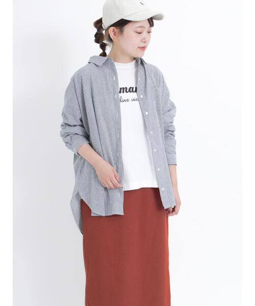 Samansa Mos2(サマンサ モスモス)の「ビッグシルエットシャツ(シャツ/ブラウス・レディース・グリーン/ネイビー/ブラック/ピンク・F)」の6枚目の写真