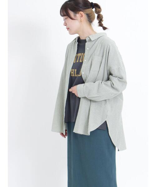 Samansa Mos2(サマンサ モスモス)の「ビッグシルエットシャツ(シャツ/ブラウス・レディース・グリーン/ネイビー/ブラック/ピンク・F)」の12枚目の写真