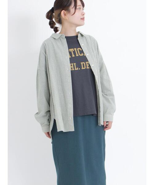 Samansa Mos2(サマンサ モスモス)の「ビッグシルエットシャツ(シャツ/ブラウス・レディース・グリーン/ネイビー/ブラック/ピンク・F)」の14枚目の写真