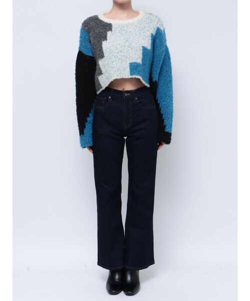 EVRIS（エヴリス）の「バイカラーニットトップス（ニット/セーター・レディース・ブルー/オレンジ・FREE）」の11枚目の写真