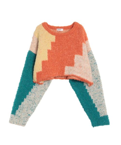 EVRIS（エヴリス）の「バイカラーニットトップス（ニット/セーター・レディース・ブルー/オレンジ・FREE）」の14枚目の写真