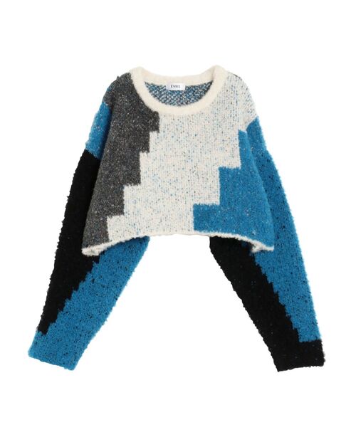 EVRIS（エヴリス）の「バイカラーニットトップス（ニット/セーター・レディース・ブルー/オレンジ・FREE）」の15枚目の写真