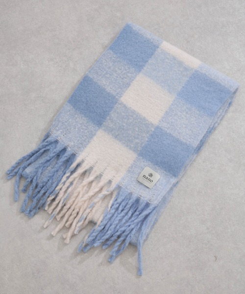 NANO universe（ナノユニバース）の「WEB限定/シャギーチェック太フリンジボリュームマフラー（マフラー・レディース・サックスブルー/イエロー/レッド/グリーン・FREE）」の11枚目の写真