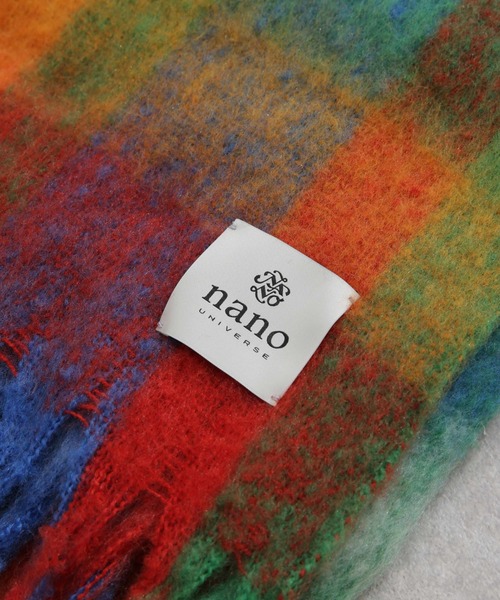 NANO universe（ナノユニバース）の「WEB限定/シャギーチェック太フリンジボリュームマフラー（マフラー・レディース・サックスブルー/イエロー/レッド/グリーン・FREE）」の7枚目の写真