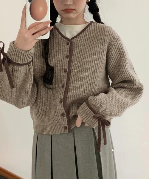 Girly Doll(ガーリードール)の「リボン袖ニットカーディガン(カーディガン/ボレロ・レディース・オフホワイト/ブラウン/グレー/ブラック・FREE)」の15枚目の写真