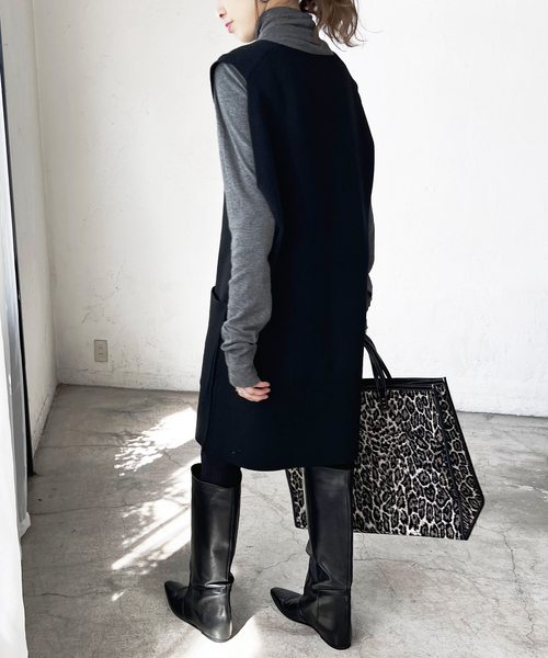 Spick & Span（スピックアンドスパン）の「≪追加≫ハイネックプルオーバー（Tシャツ/カットソー・レディース・スミクロ/チャコールグレー/ホワイト・FREE）」の10枚目の写真