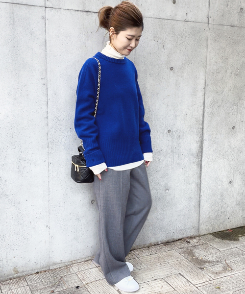 Spick & Span（スピックアンドスパン）の「≪追加≫ハイネックプルオーバー（Tシャツ/カットソー・レディース・スミクロ/チャコールグレー/ホワイト・FREE）」の6枚目の写真