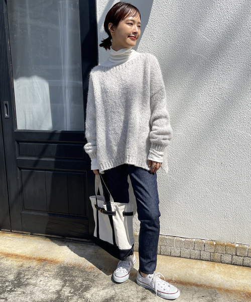 Spick & Span（スピックアンドスパン）の「≪追加≫ハイネックプルオーバー（Tシャツ/カットソー・レディース・スミクロ/チャコールグレー/ホワイト・FREE）」の7枚目の写真