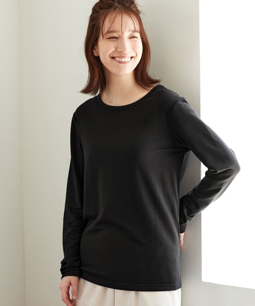 Viola e Viola(ヴィオラエヴィオラ)の「もっちり裏起毛トップス クルーネック(Tシャツ/カットソー・レディース・ホワイト/チャコール/グリーン/ブラック・LL/3L/M/L)」の19枚目の写真