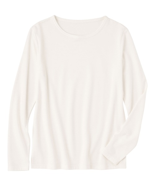 Viola e Viola(ヴィオラエヴィオラ)の「もっちり裏起毛トップス クルーネック(Tシャツ/カットソー・レディース・ホワイト/チャコール/グリーン/ブラック・LL/3L/M/L)」の15枚目の写真