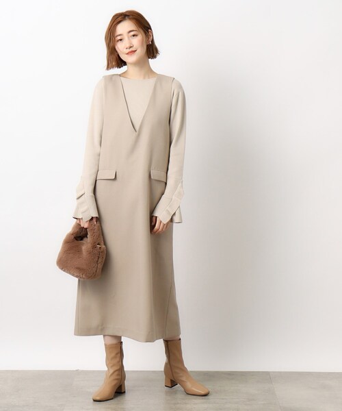 OPAQUE.CLIP（オペークドットクリップ）の「◆≪S-LLsize≫ 袖口フリル ボートネックニット【洗濯機洗い可】（ニット/セーター・レディース・ライトベージュ/レッド系1/グレー/ブラック・40/36/38/42）」の8枚目の写真