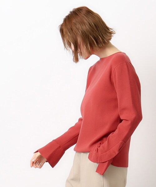 OPAQUE.CLIP（オペークドットクリップ）の「◆≪S-LLsize≫ 袖口フリル ボートネックニット【洗濯機洗い可】（ニット/セーター・レディース・ライトベージュ/レッド系1/グレー/ブラック・40/36/38/42）」の12枚目の写真