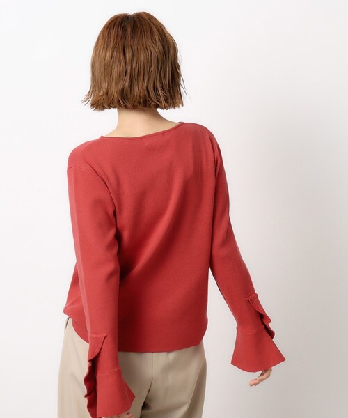 OPAQUE.CLIP（オペークドットクリップ）の「◆≪S-LLsize≫ 袖口フリル ボートネックニット【洗濯機洗い可】（ニット/セーター・レディース・ライトベージュ/レッド系1/グレー/ブラック・40/36/38/42）」の13枚目の写真